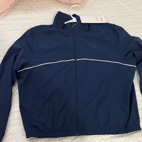 lululemon athletica Jackets & Blazers - Lululemon Navy court rival track Perforated Jacket with White